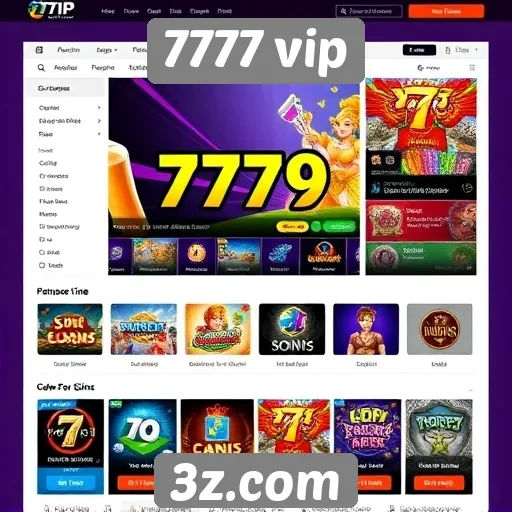 Interface e usabilidade do site 7777 vip